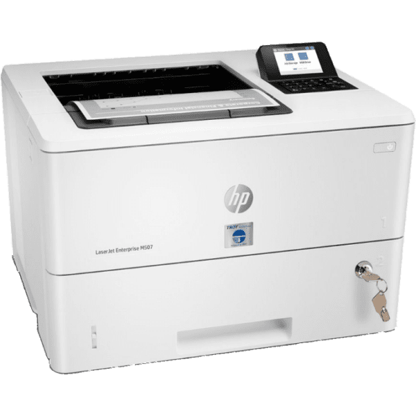 White HP M507 MICR Printer With Single Slot With Lock Side